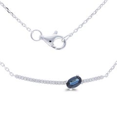 Gazebo Ausgefallene Halskette: 0,05 Karat Diamant & 0,3 Karat Saphir in 14K Weißgold