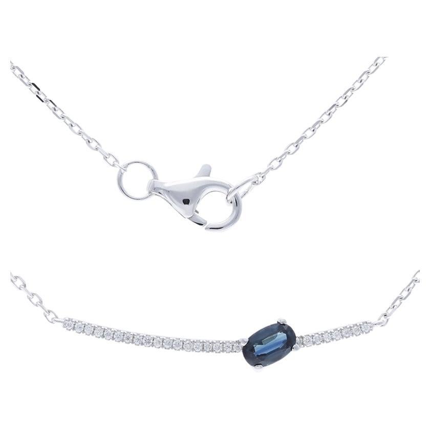 Gazebo Fancy Necklace: 0.05 Ct Diamond & 0.3 Ct Sapphire in 14K White Gold For Sale