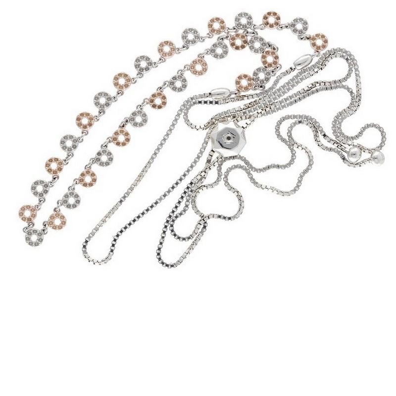 Taglio rotondo Collana Gazebo Fancy: 1,1 carati di diamanti in oro bianco e rosa 14K bicolore in vendita