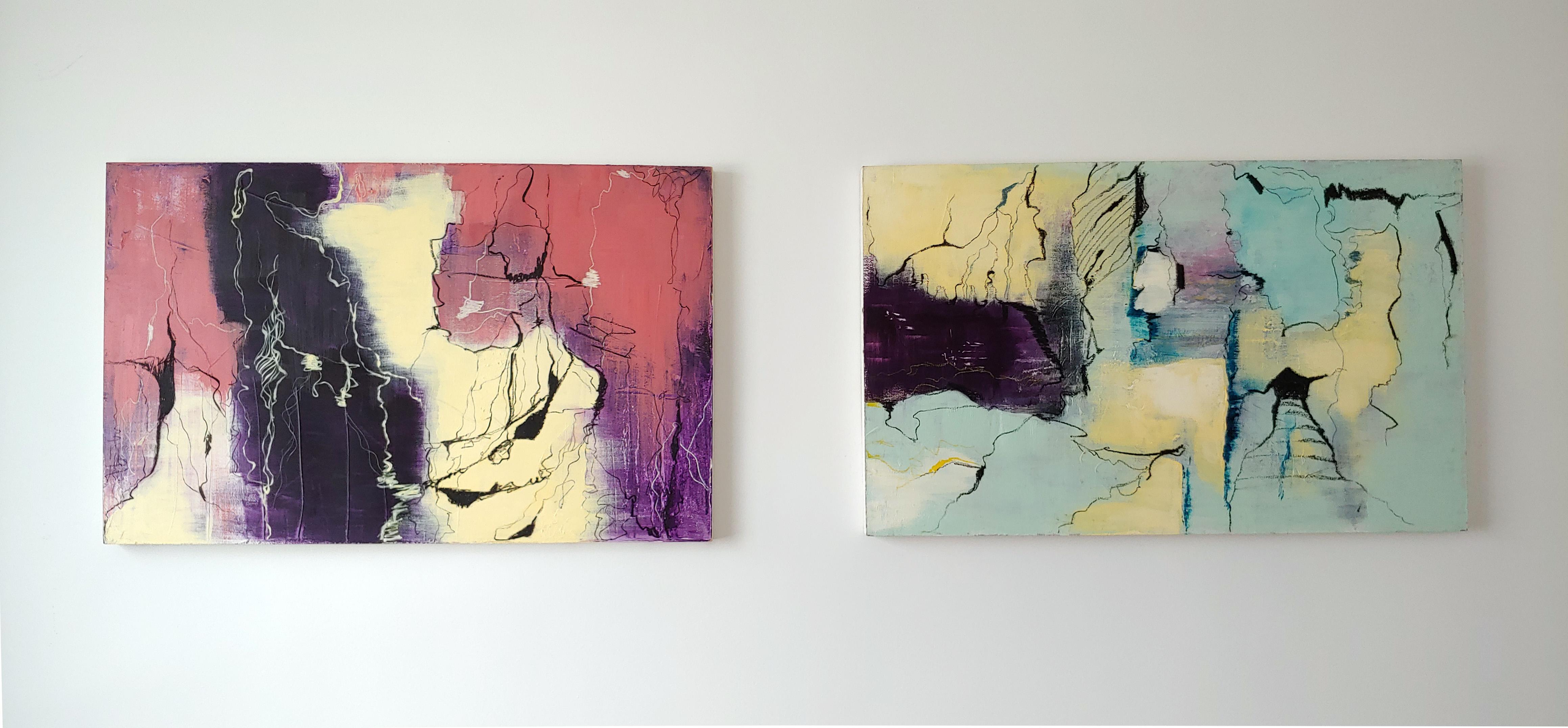 Gazelle Bastan - Dream Threads (Diptych) Contemporary Abstract Painting For Sale  at 1stDibs