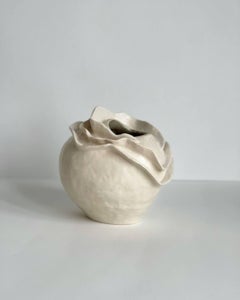 Stoneware matt white abstract vase