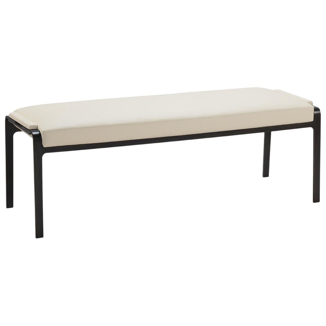 Gazelle Bench in AP Tipper Leather with Black Metal Steel legs For Sale