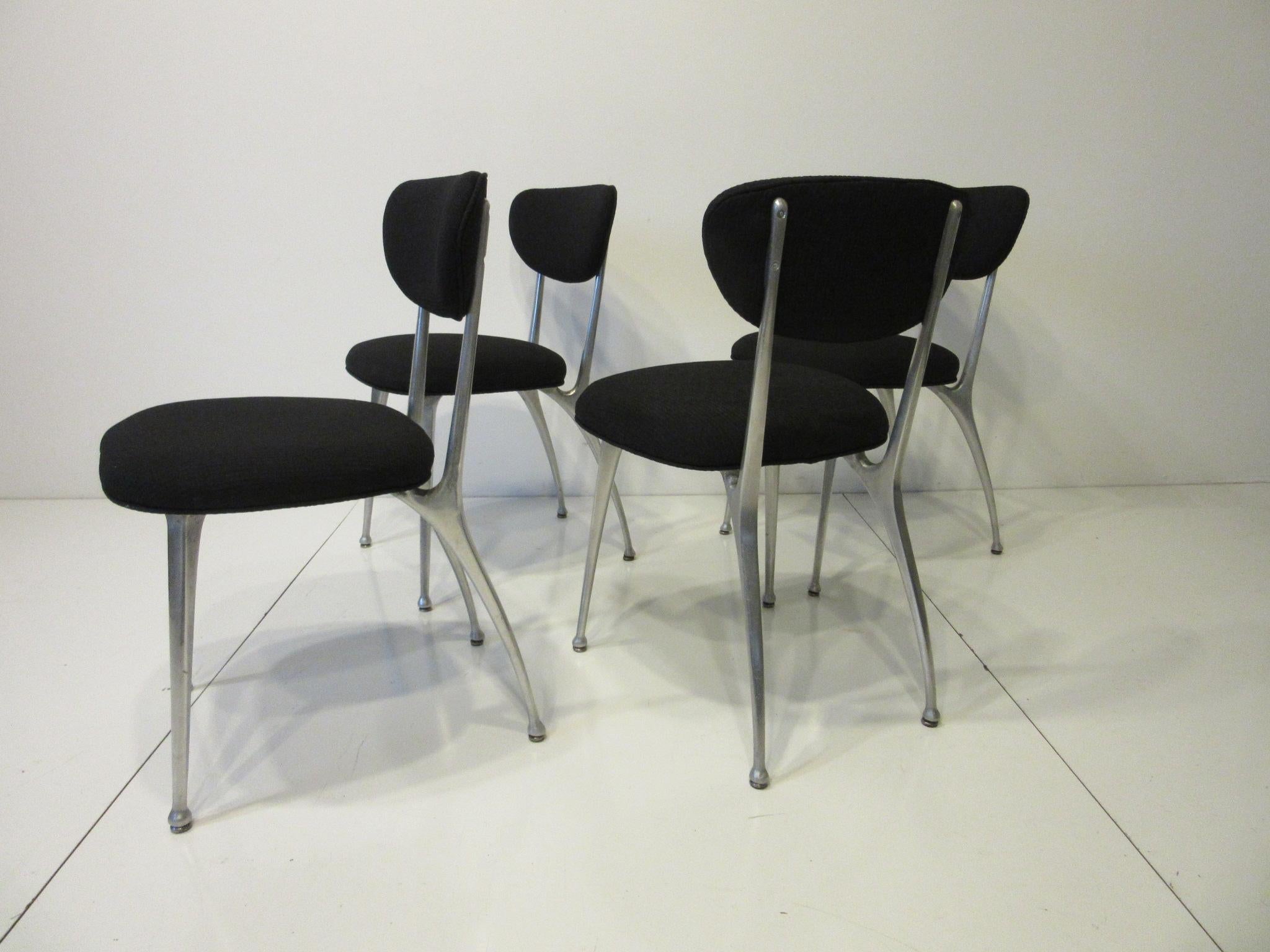 Gazelle Cast Aluminium Upholstered Dining Chairs by Shelby Williams 4