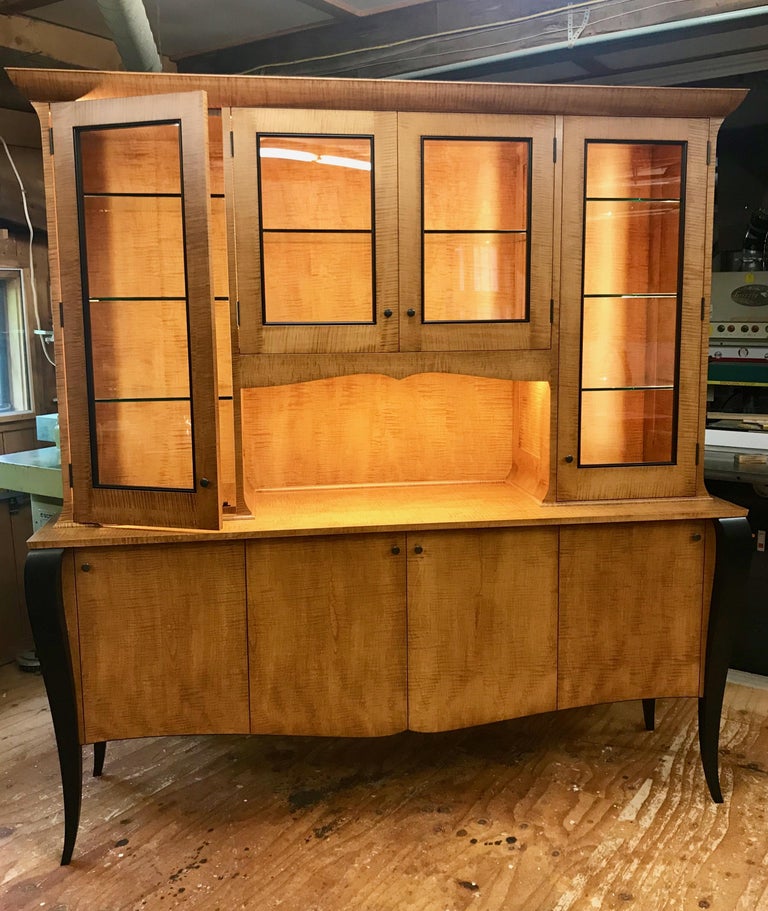 Gazelle Hutch Custom Handcrafted Contemporary Breakfront with Art Deco