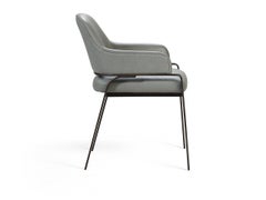 Gazelle Modern Dining Chair with Dark Bronze Patina Legs and Leather