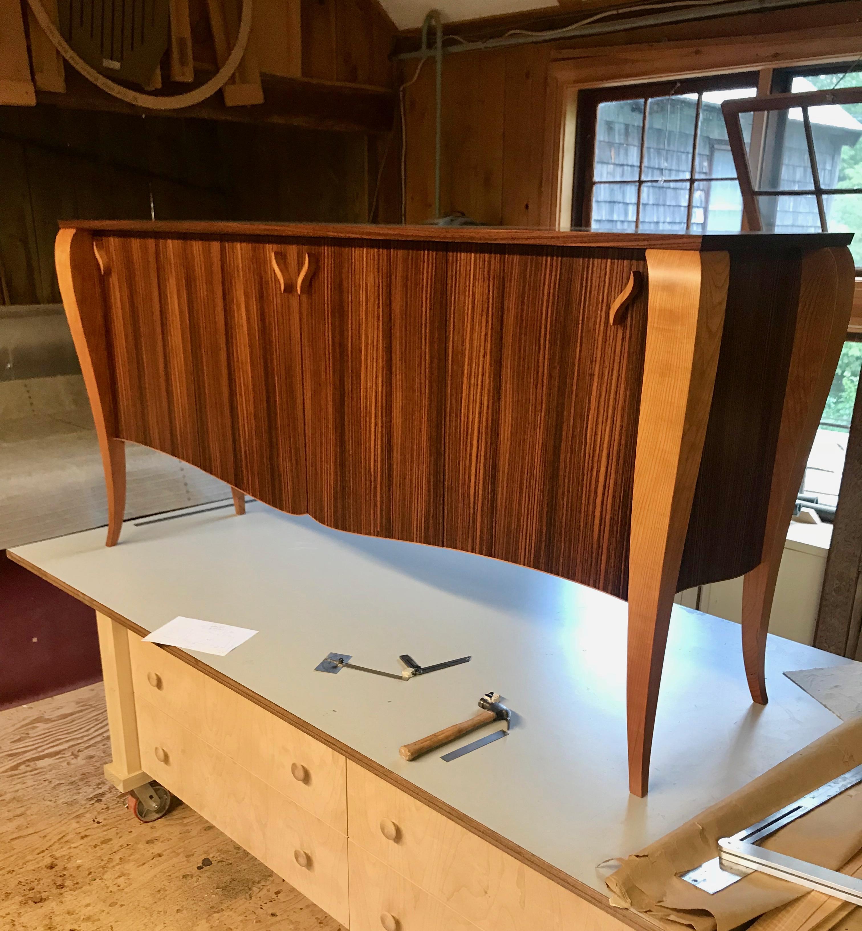 American Gazelle Sideboard, Handcrafted Contemporary Credenza with Art Deco Style For Sale