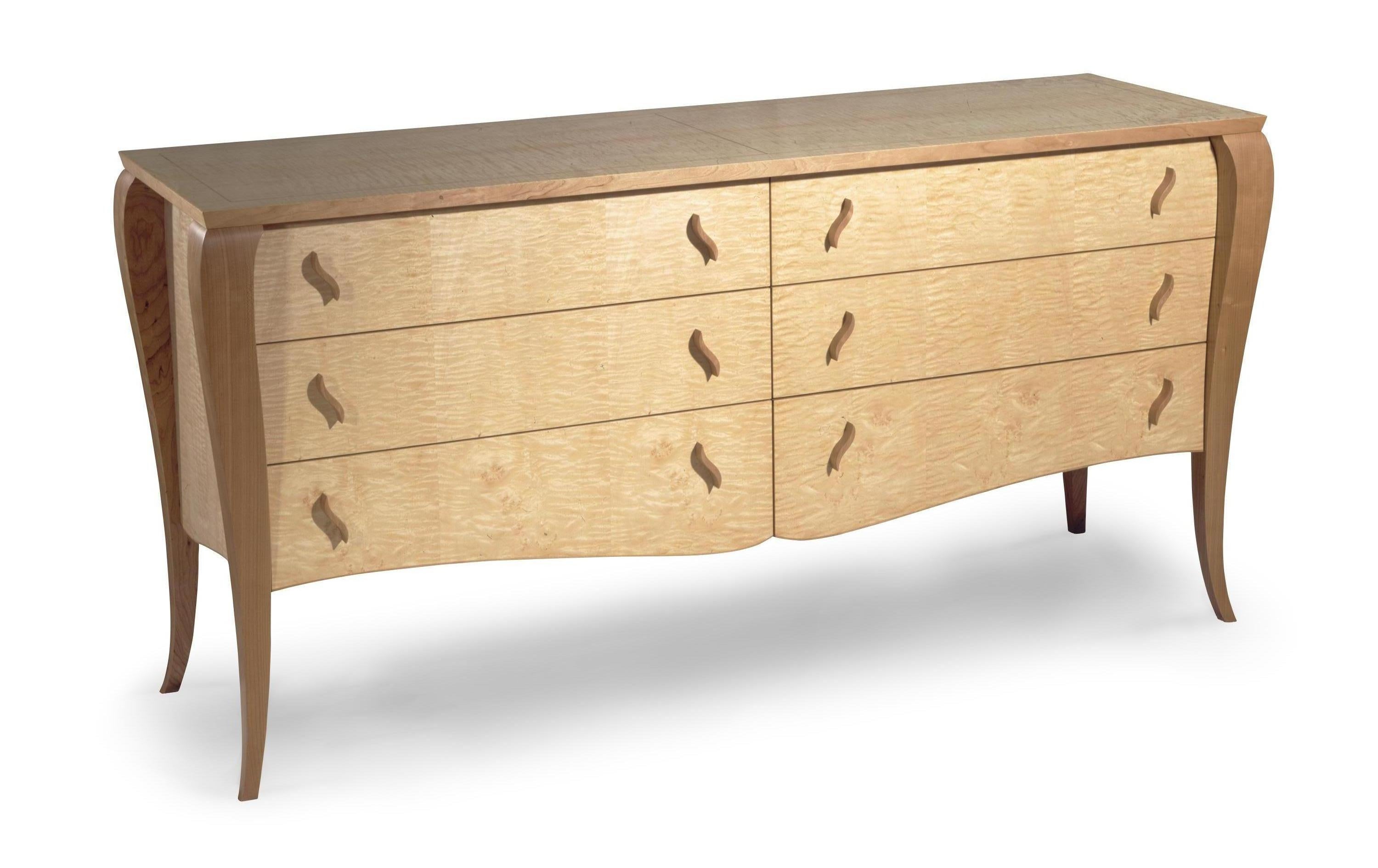 Wood Gazelle Sideboard, Handcrafted Contemporary Credenza with Art Deco Style For Sale