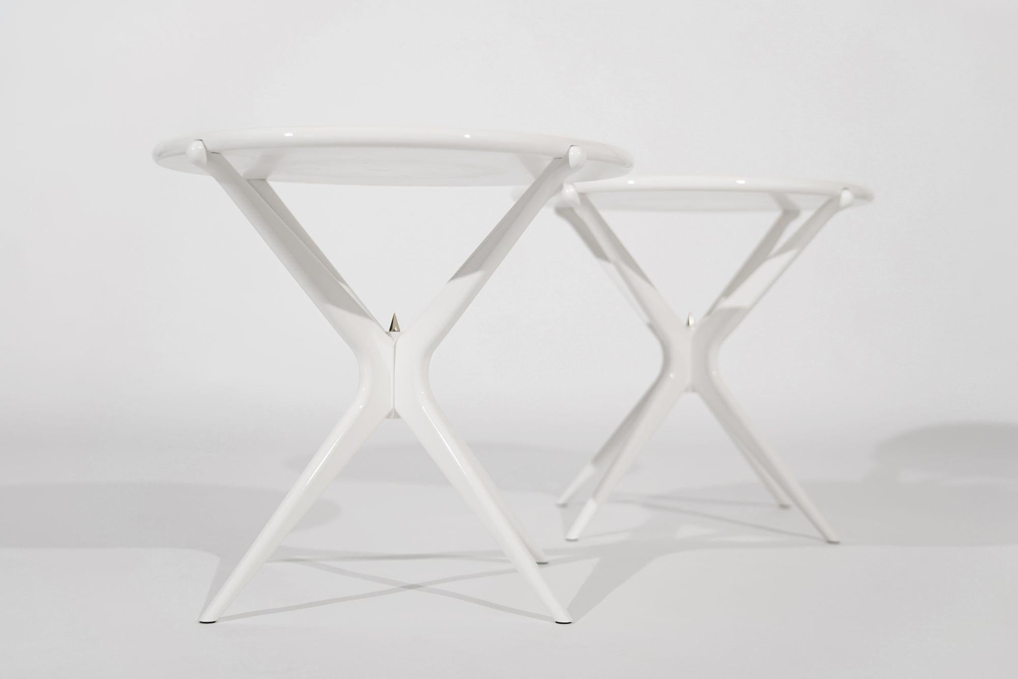 Gazelle V2 End Tables in White Lacquer by Stamford Modern 2