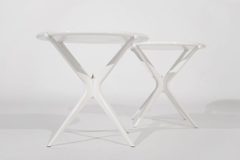 Gazelle V2 End Tables in White Lacquer by Stamford Modern For Sale 3