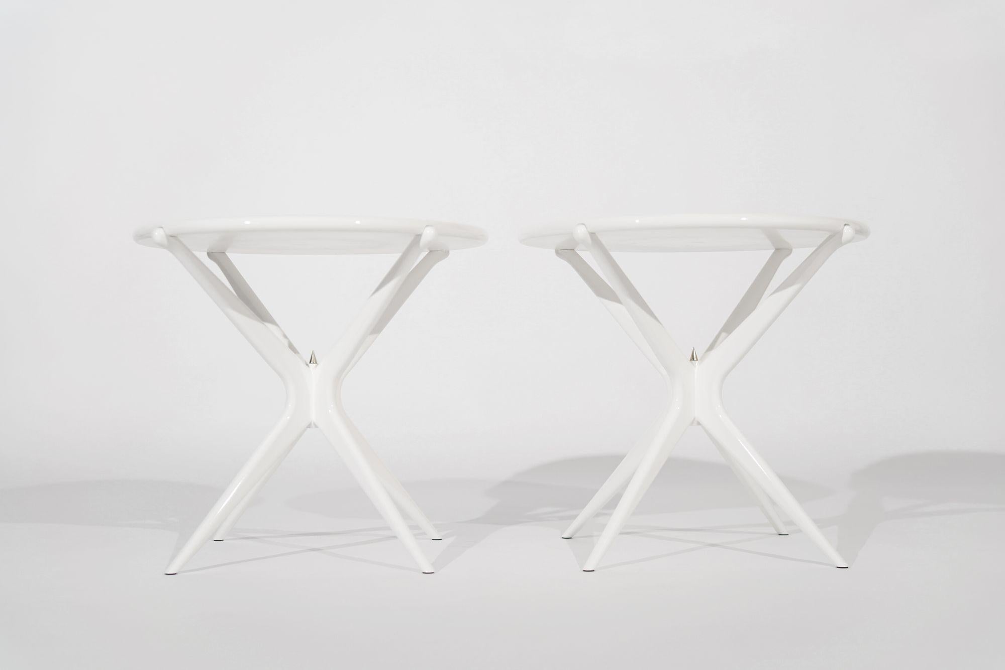 Gazelle V2 End Tables in White Lacquer by Stamford Modern For Sale 3
