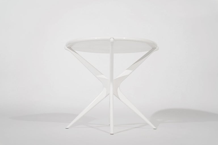 Brass Gazelle V2 End Tables in White Lacquer by Stamford Modern For Sale