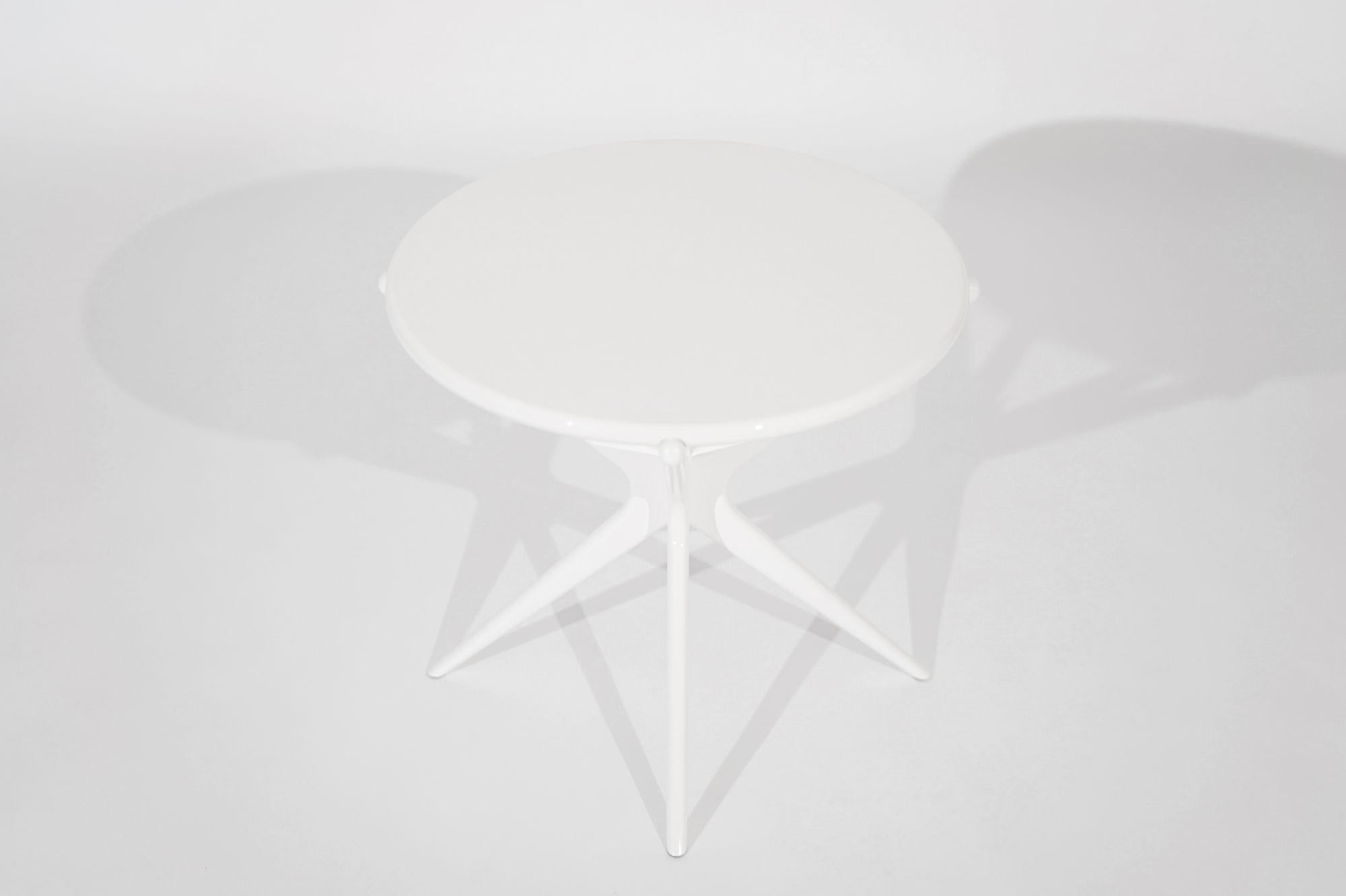 Brass Gazelle V2 End Tables in White Lacquer by Stamford Modern