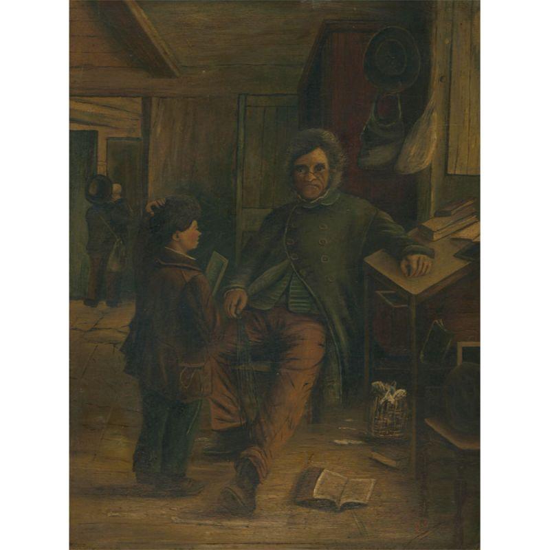G.B. - Framed Early 20th Century Oil, The Disgruntled Teacher For Sale 1
