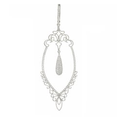 GB .96 Carat Diamond White Gold Long Dangle Chandelier Earrings