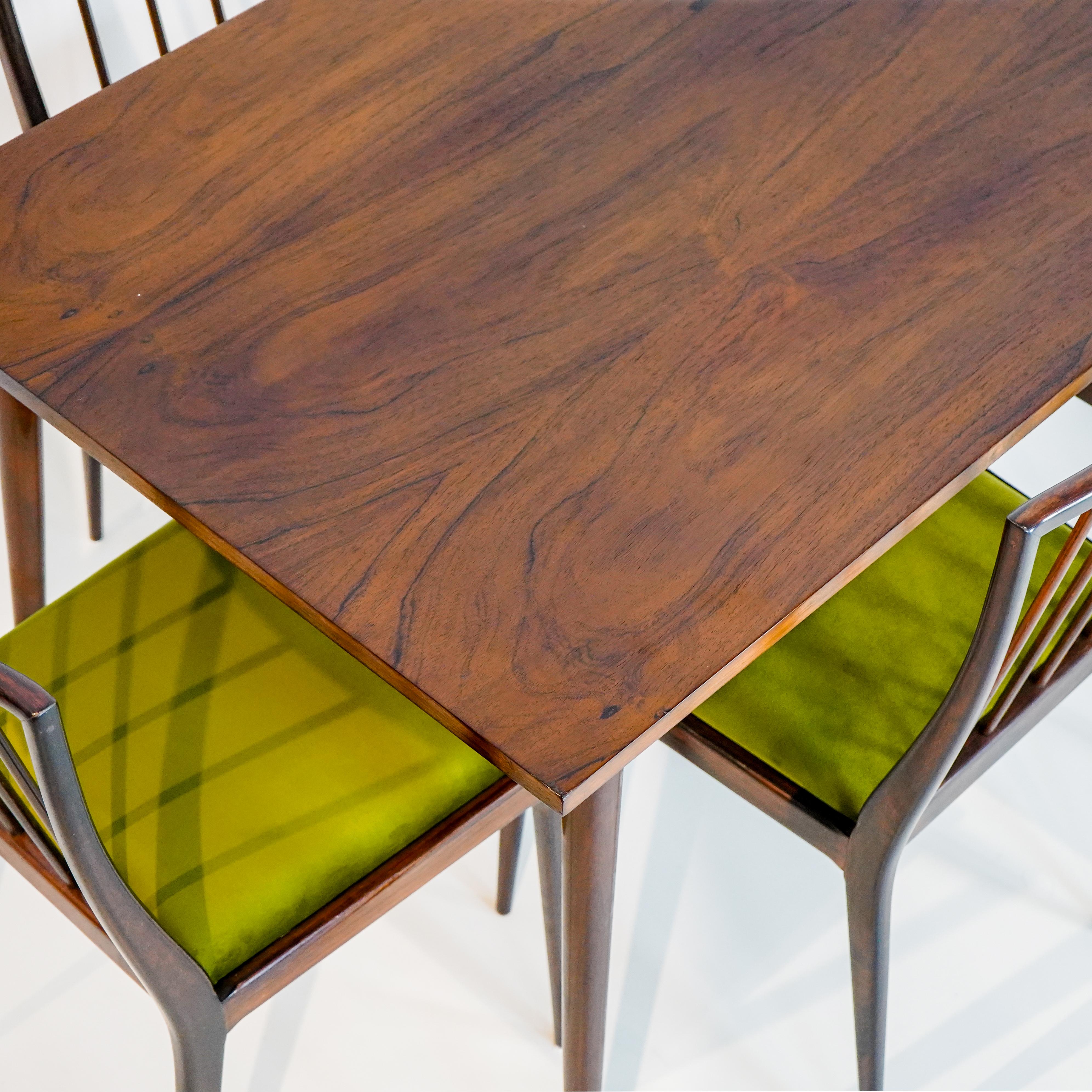 GB01 RIPAS - 6 chaises et table scellée en bois de rose, Geraldo de Barro Unilabor en vente 6
