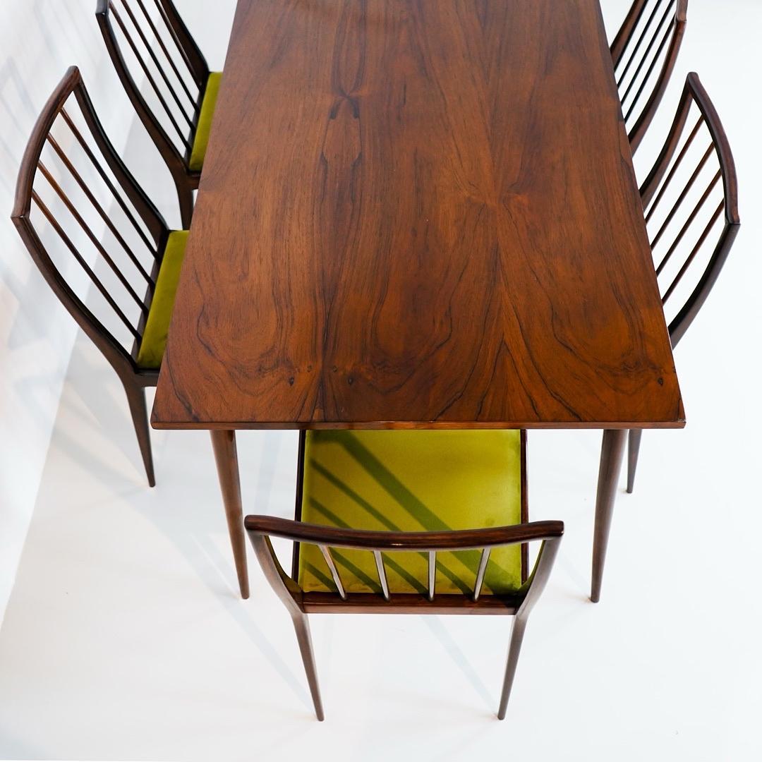 Brazilian GB01 RIPAS - 6 chairs and sealed table in Rosewood, Geraldo de Barro Unilabor For Sale