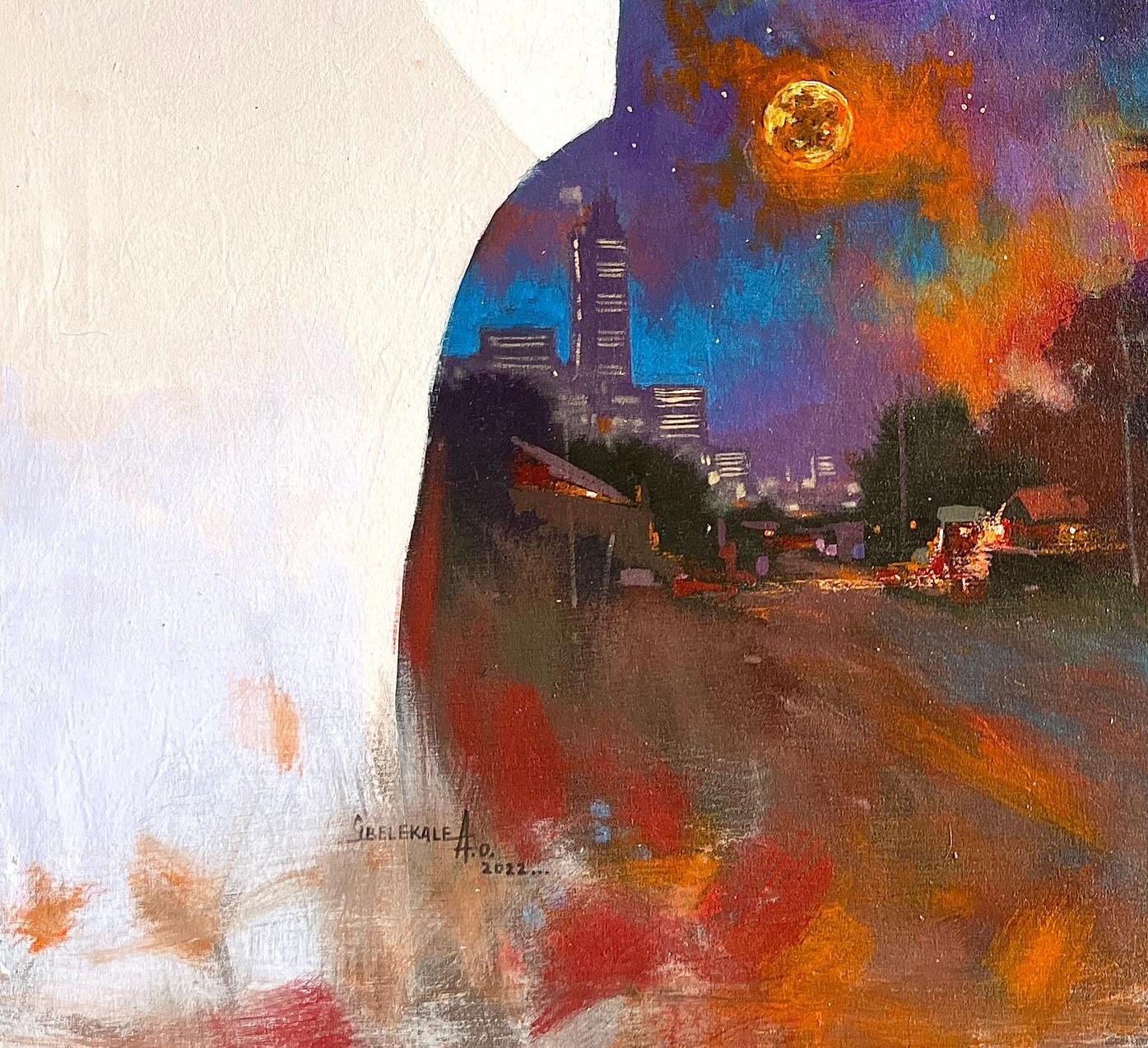 Beyond This Earth (Life Within) - 21° secolo, Contemporaneo, Figurativo, Nature - Landscape Painting Beige di Gbelekale Azeez