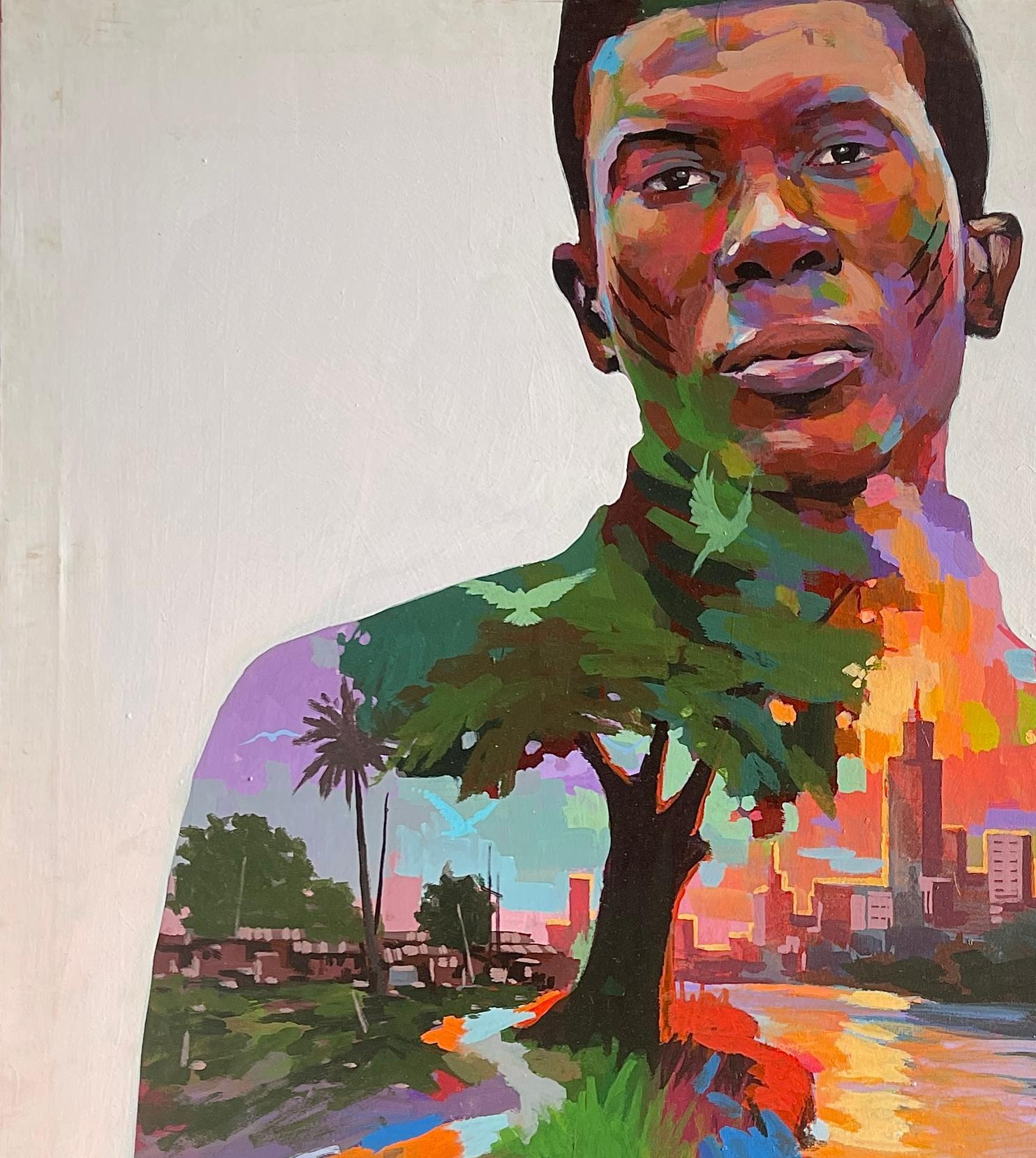 Que reine la paz (vida interior) - Siglo XXI, Contemporáneo, Figurativo, Naturaleza - Painting de Gbelekale Azeez