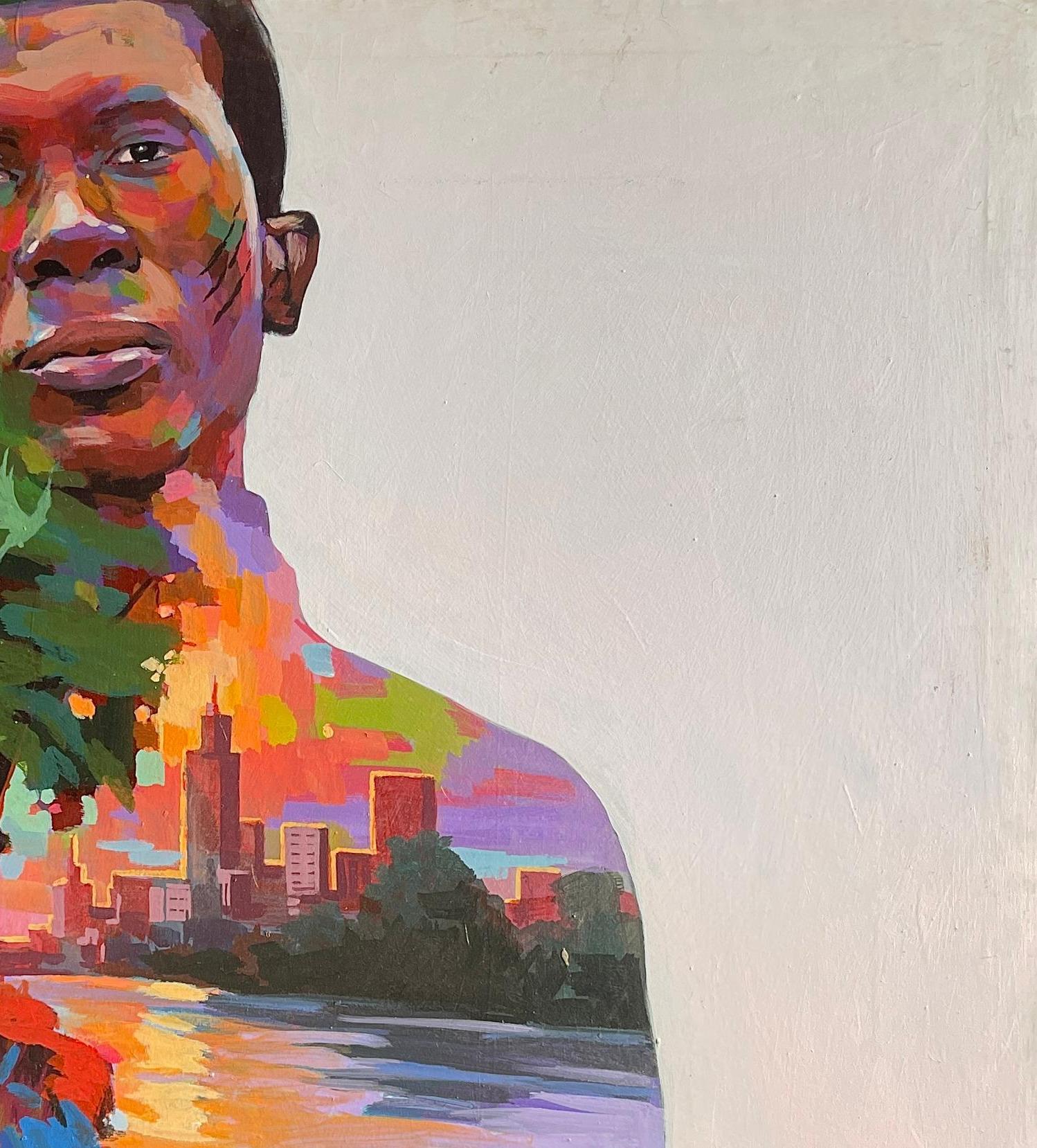 Que reine la paz (vida interior) - Siglo XXI, Contemporáneo, Figurativo, Naturaleza - Painting Expresionista de Gbelekale Azeez