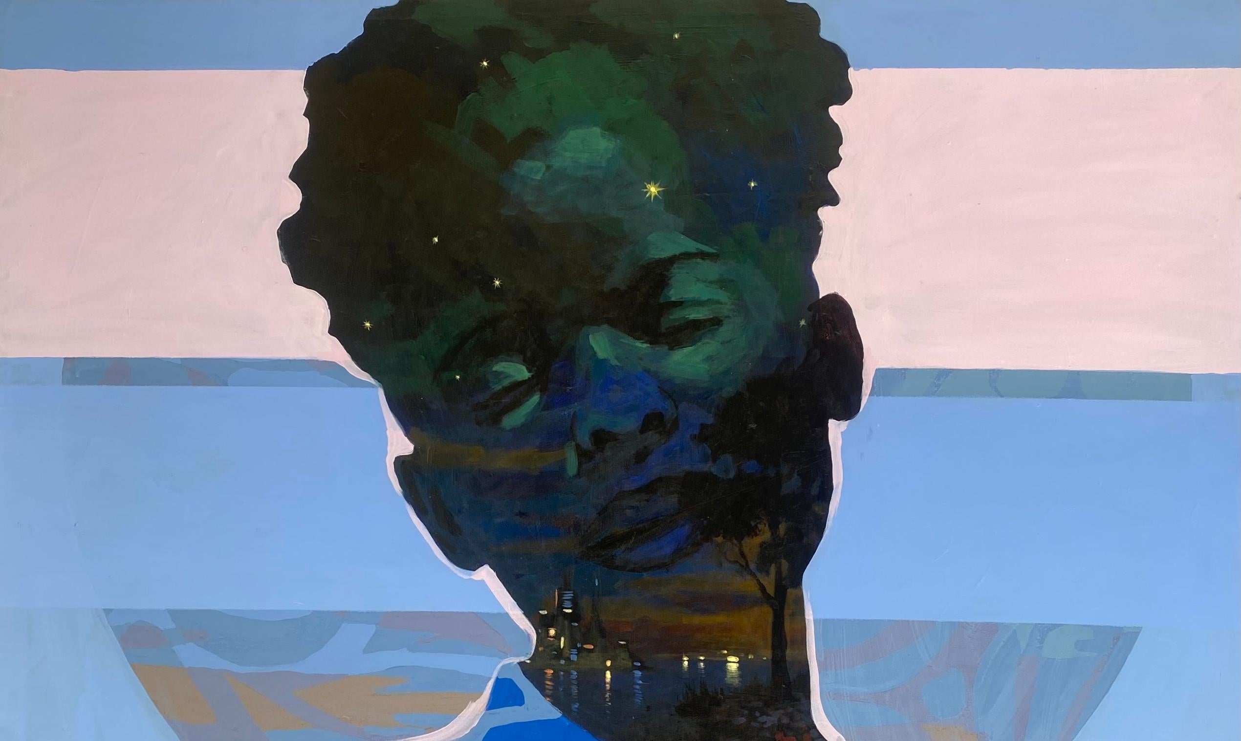 Welt der Lichtung (Meditierend) -21. Jahrhundert, Zeitgenössisch, Figurativ, Nature – Painting von Gbelekale Azeez