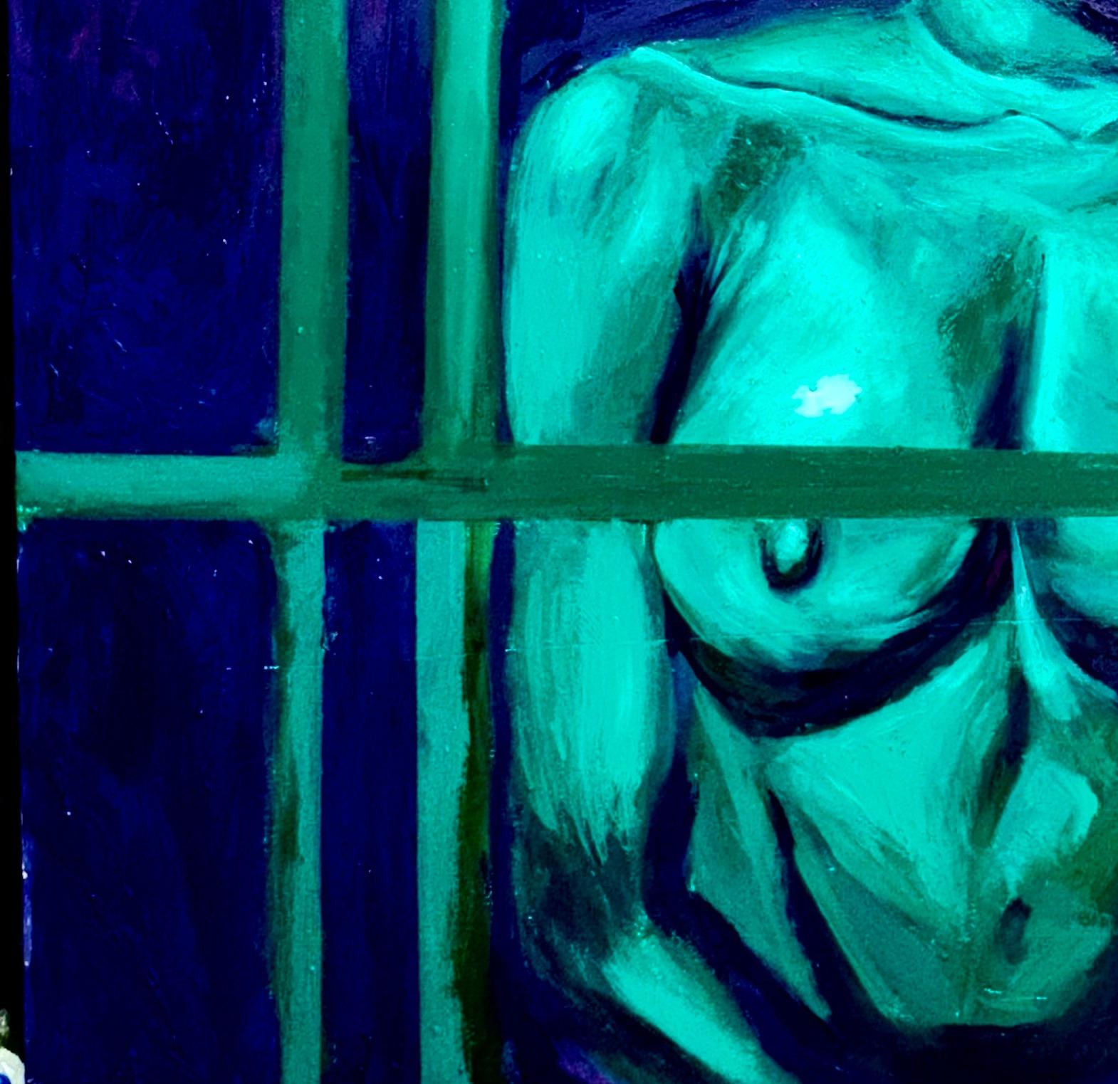Dilema del prisionero -Siglo XXI, Contemporáneo, Pintura figurativa, Óleo, Mujer - Nude Painting Púrpura de BEMI