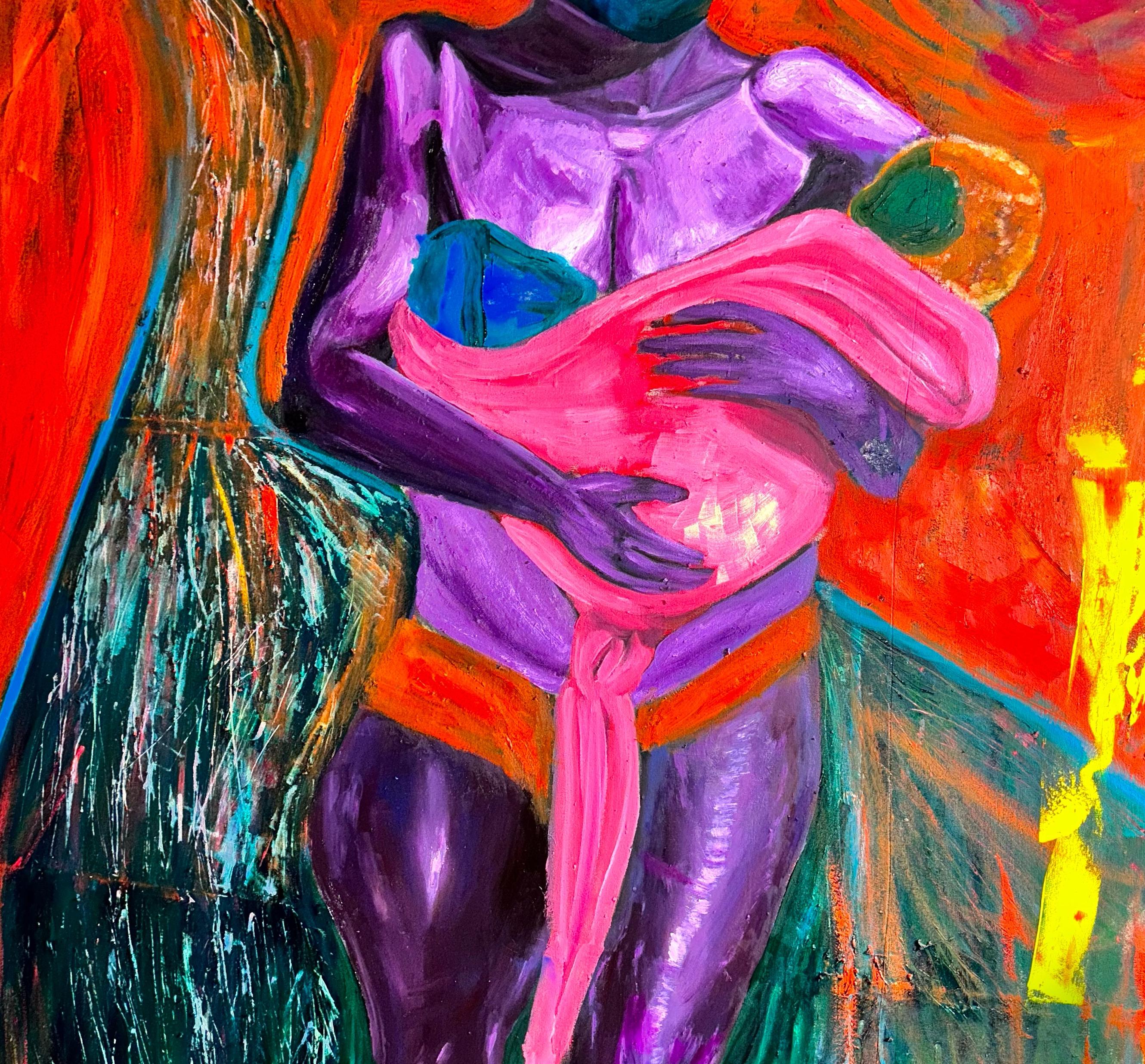 Camino -Siglo XXI, Contemporáneo, Pintura Figurativa, Óleo, Arte Femenino - Figurative Painting Negro de BEMI