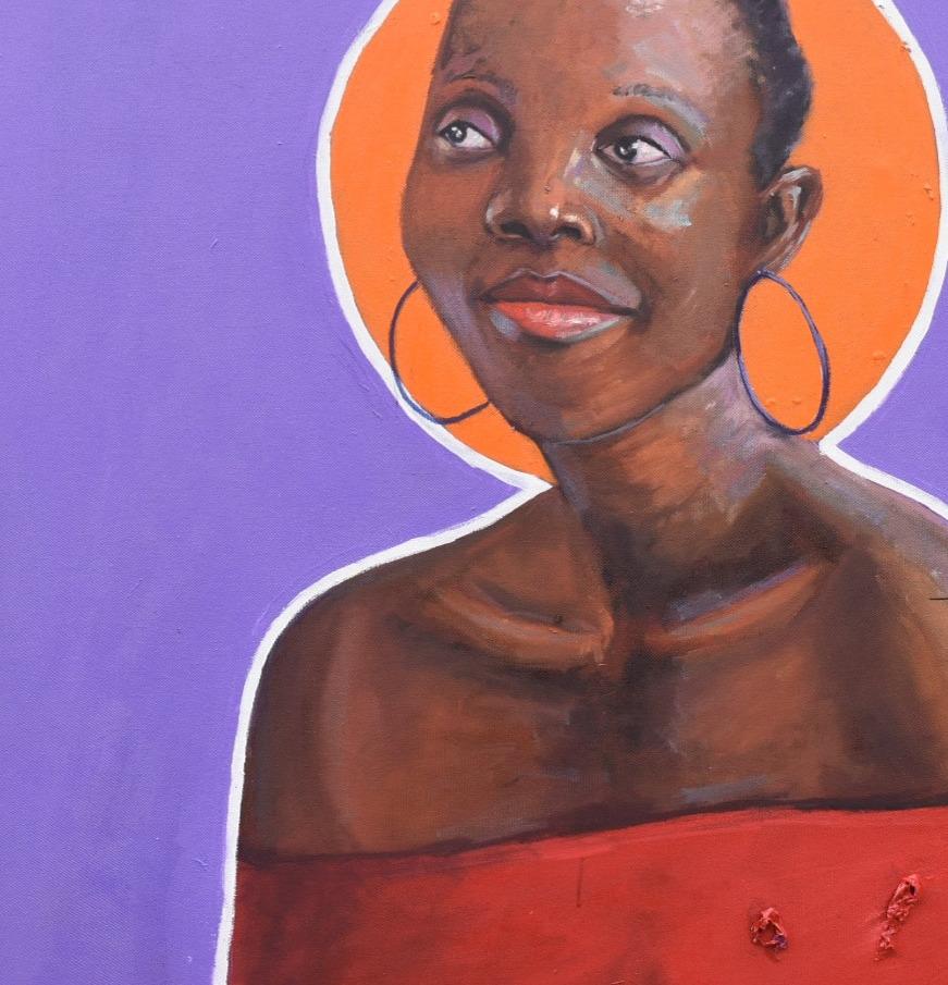 Adetutu - Brown Figurative Painting by Gbemileke Blessing Adegboro