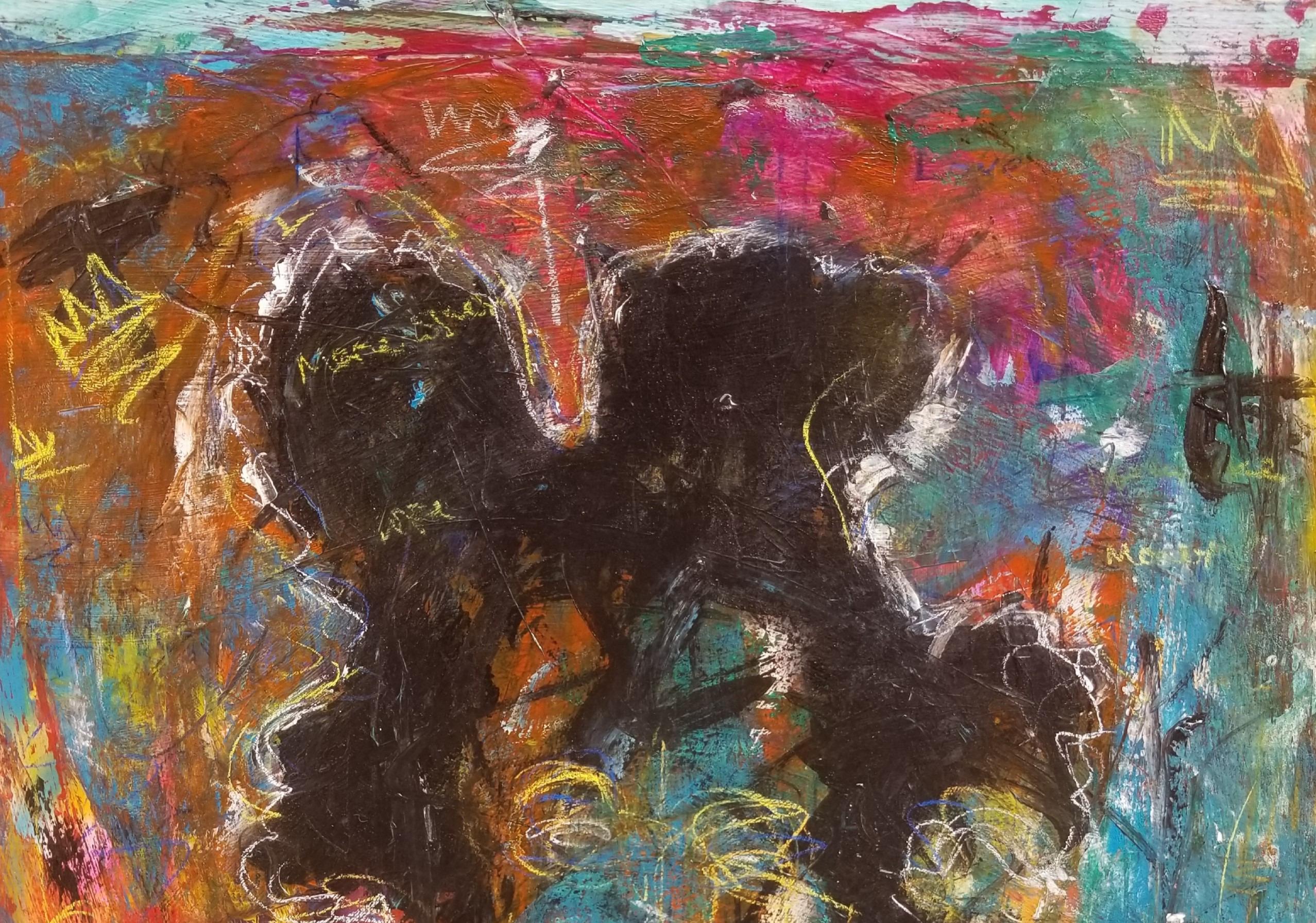 Ritratto di Jean Basquiat - 21° secolo, Contemporaneo, Astratto, Tecnica mista - Mixed Media Art Espressionista di Gbemileke Blessing Adegboro