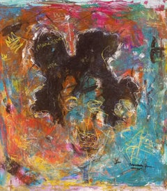 Retrato de Jean Basquiat - Siglo XXI, Contemporáneo, Abstracto, Técnica mixta
