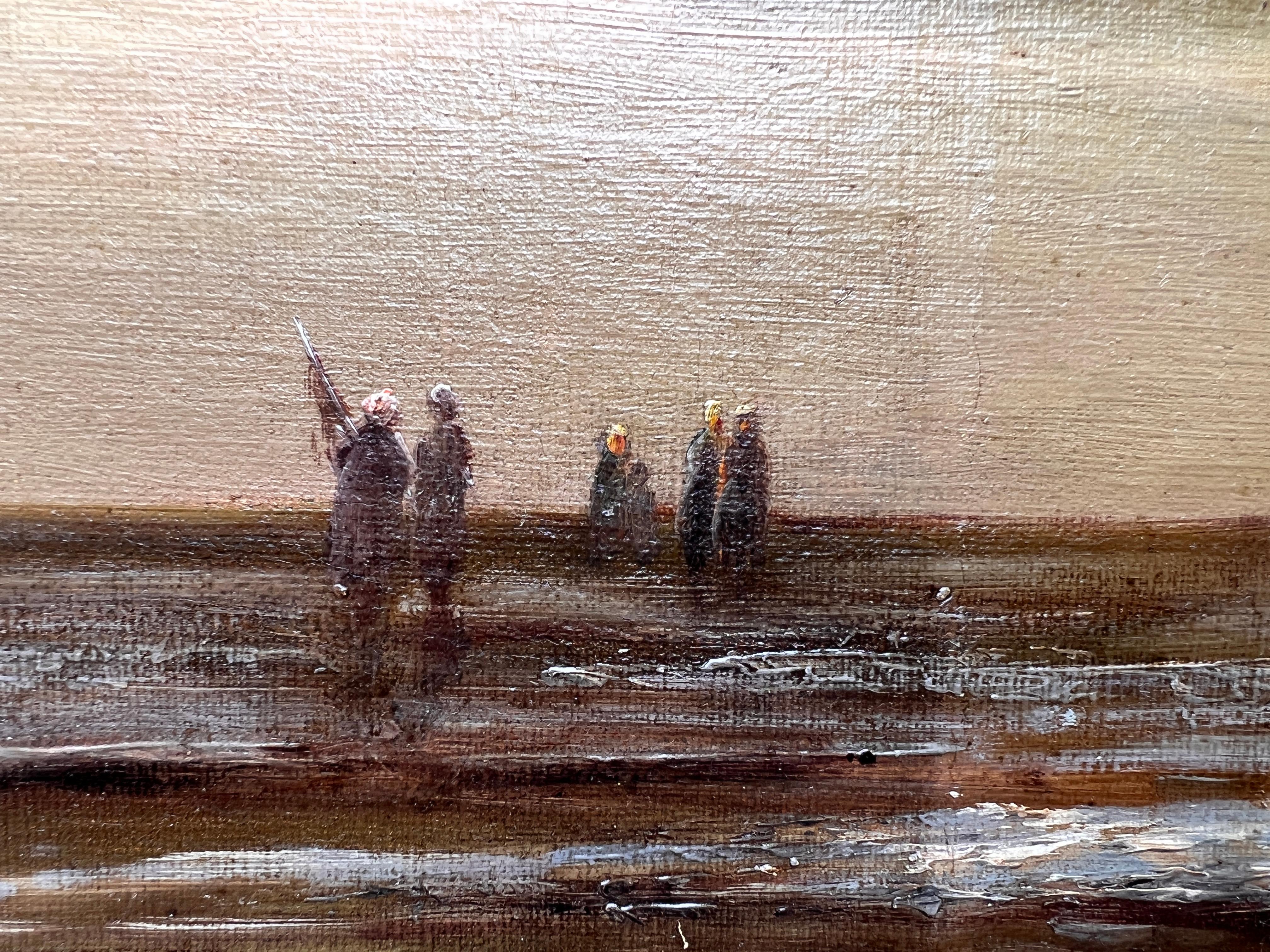 Grande Antico Olandese del 19° secolo A.I.C. G.Birkett pittura ad olio su tela Scena di genere Firmato 5