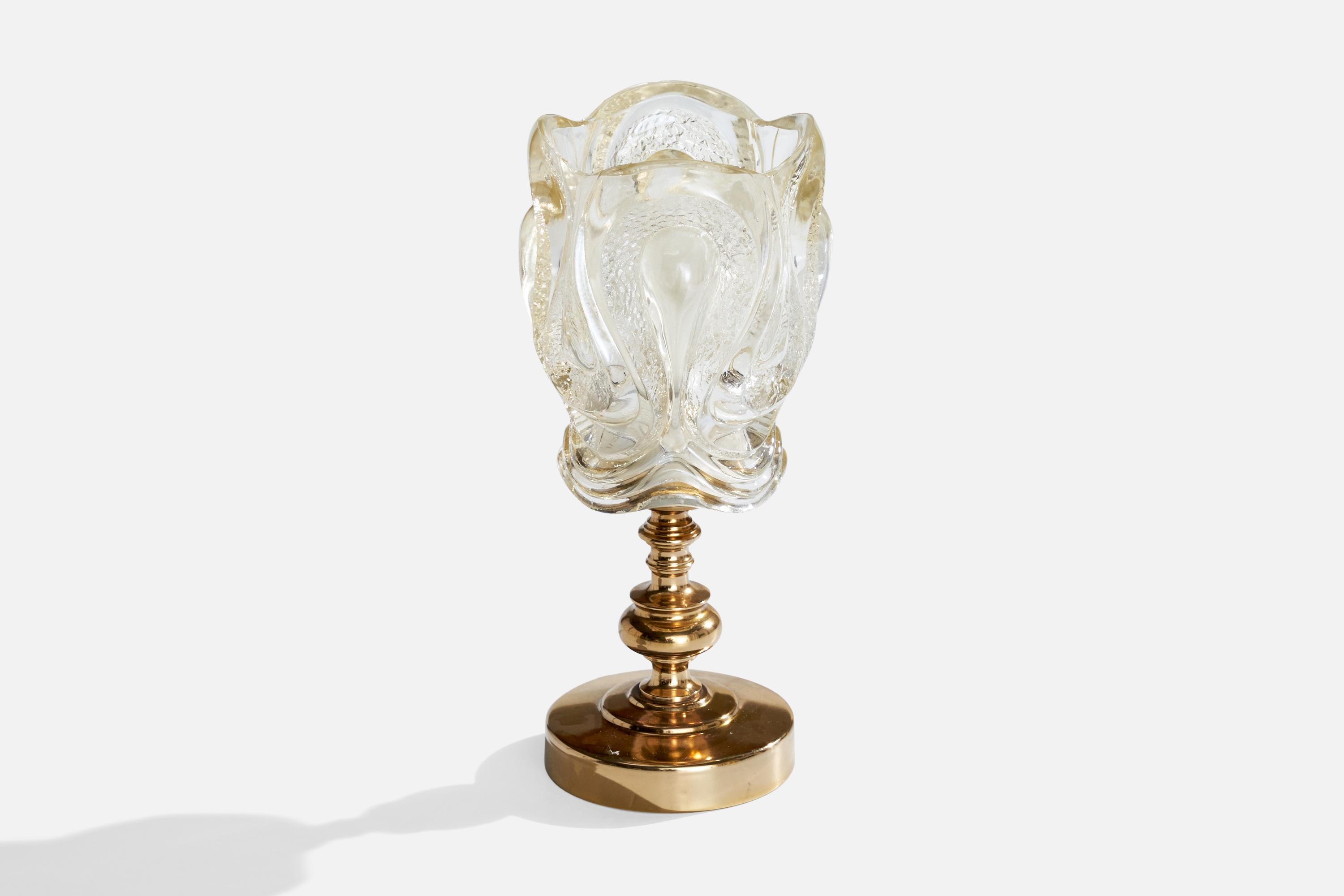 Swedish GBW, Table Lamp, Brass, Glass, Sweden, 1960s