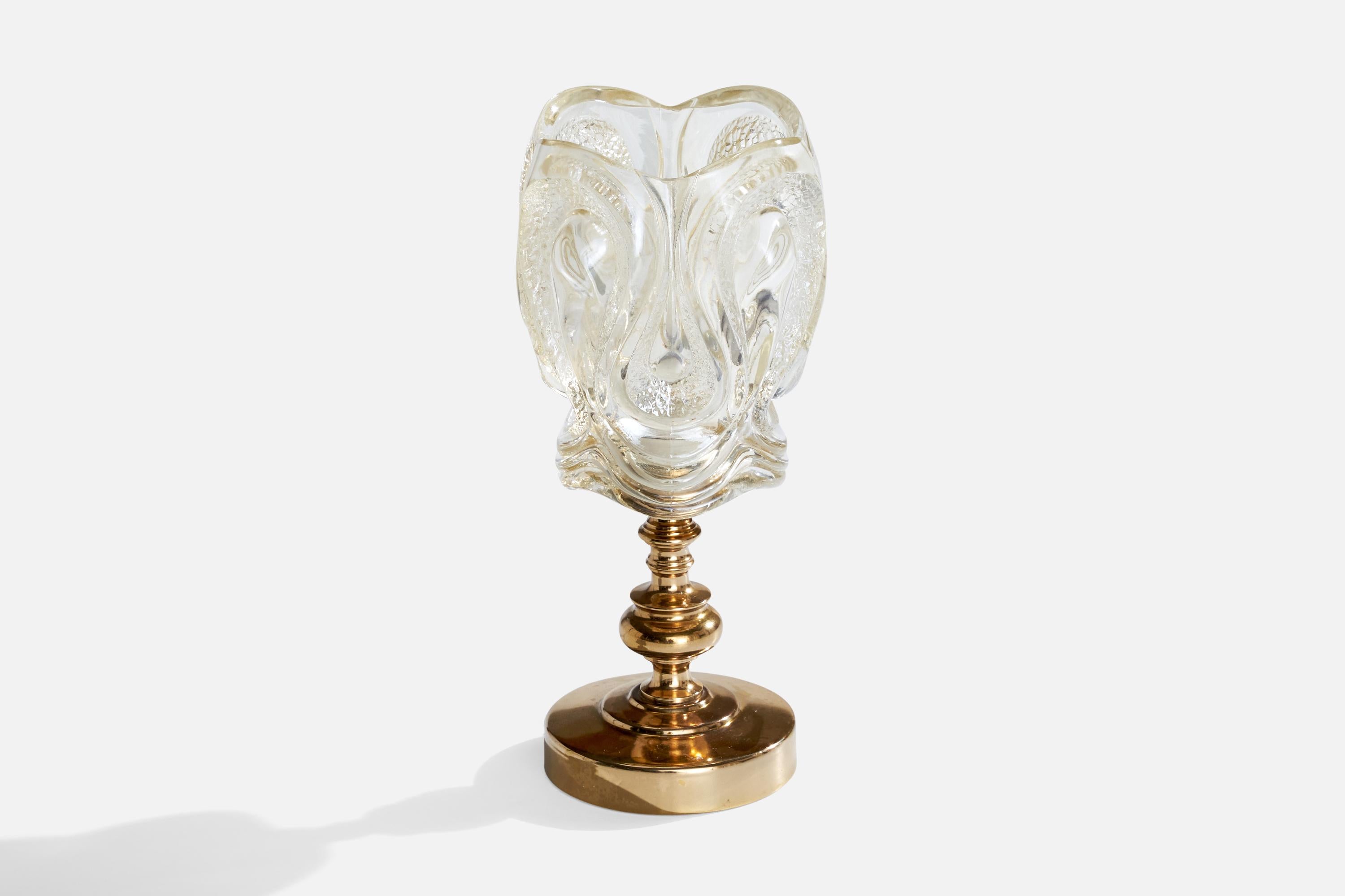 GBW, Table Lamp, Brass, Glass, Sweden, 1960s In Good Condition In High Point, NC