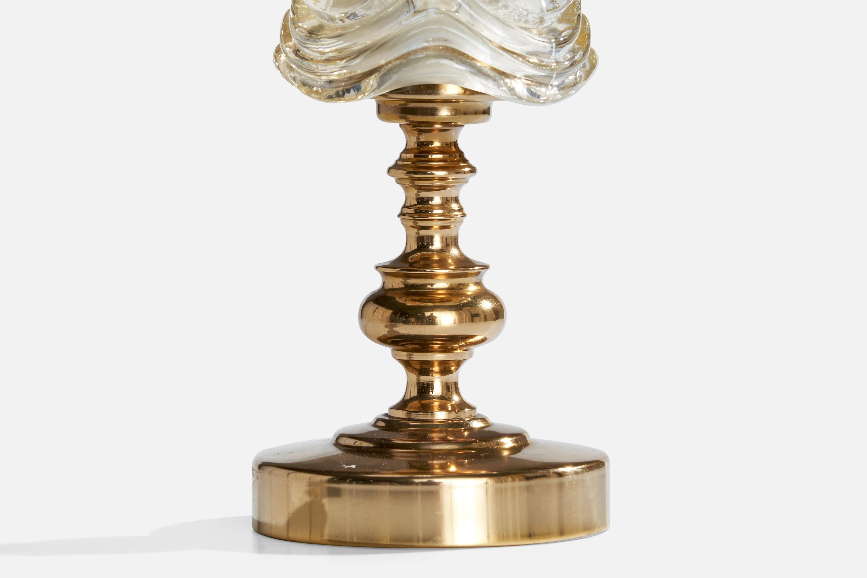 GBW, Table Lamp, Brass, Glass, Sweden, 1960s 2