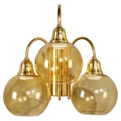 Applique GBW, laiton, verre, Suède, années 1970
