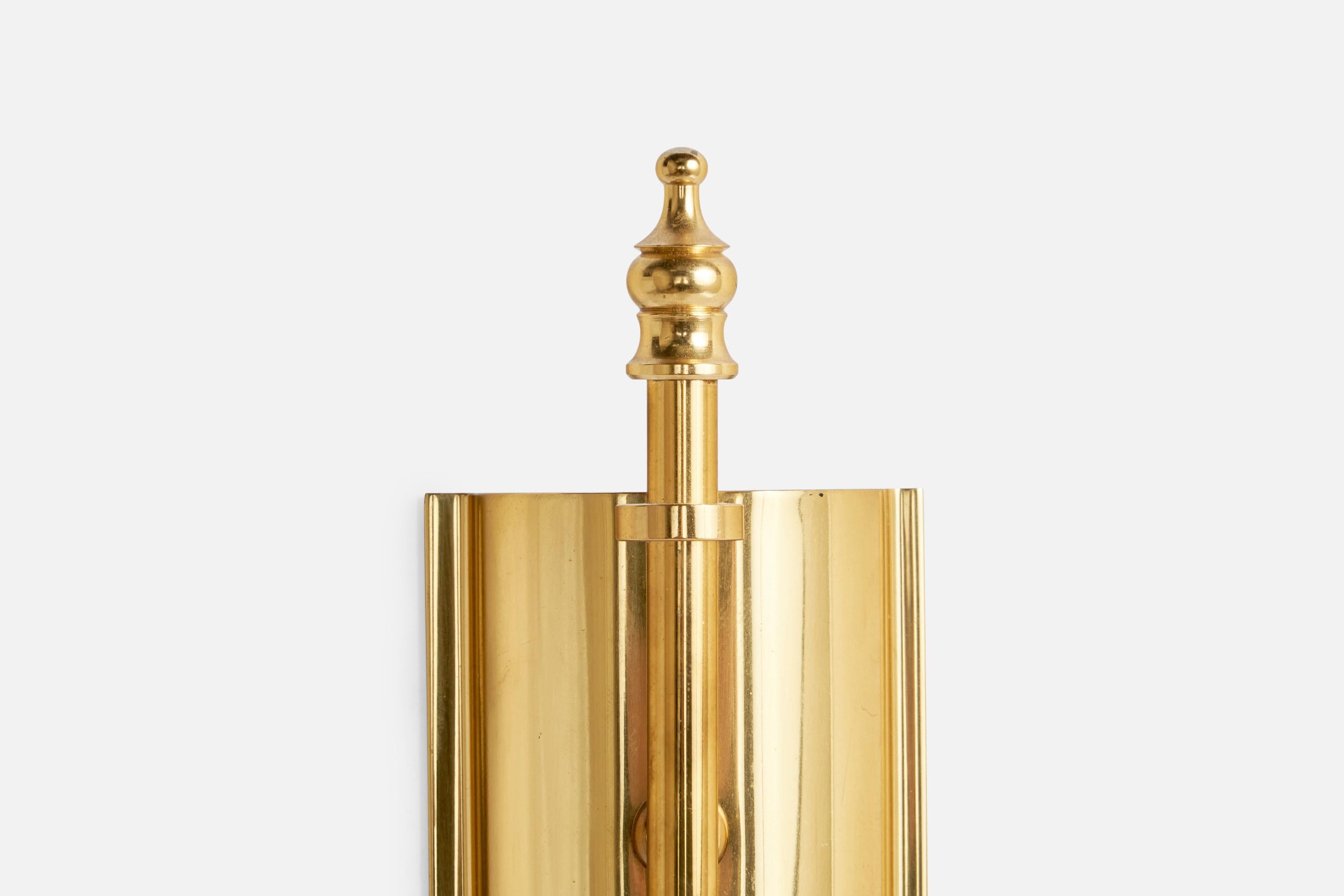 Late 20th Century GBW, Wall Lights, Brass, Glass, Sweden, 1970s For Sale