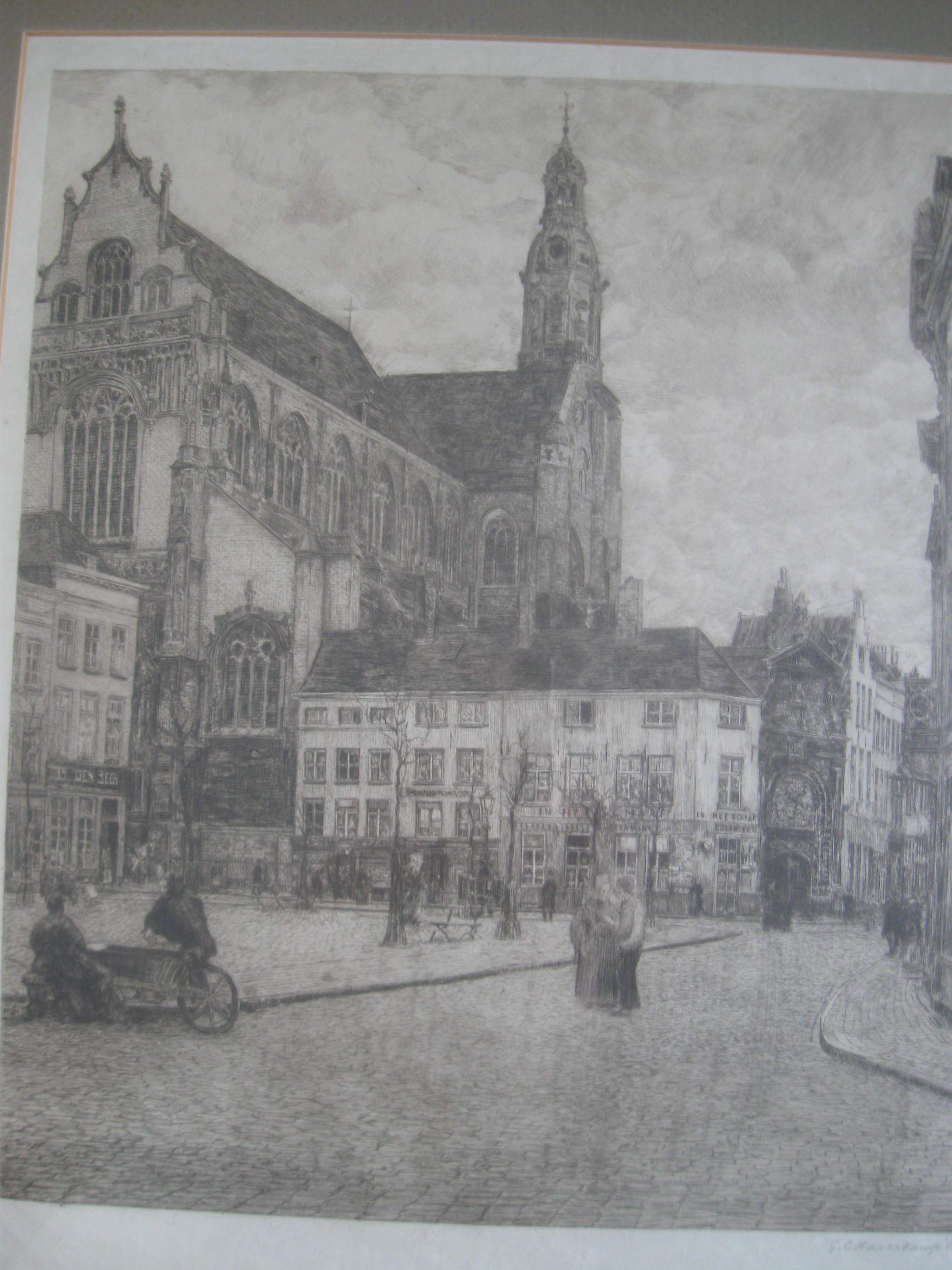 Antwerpen, St. Pauls-Kirche, G.C. Haverkamp (1872-1926), Original-Radierung im Angebot 1