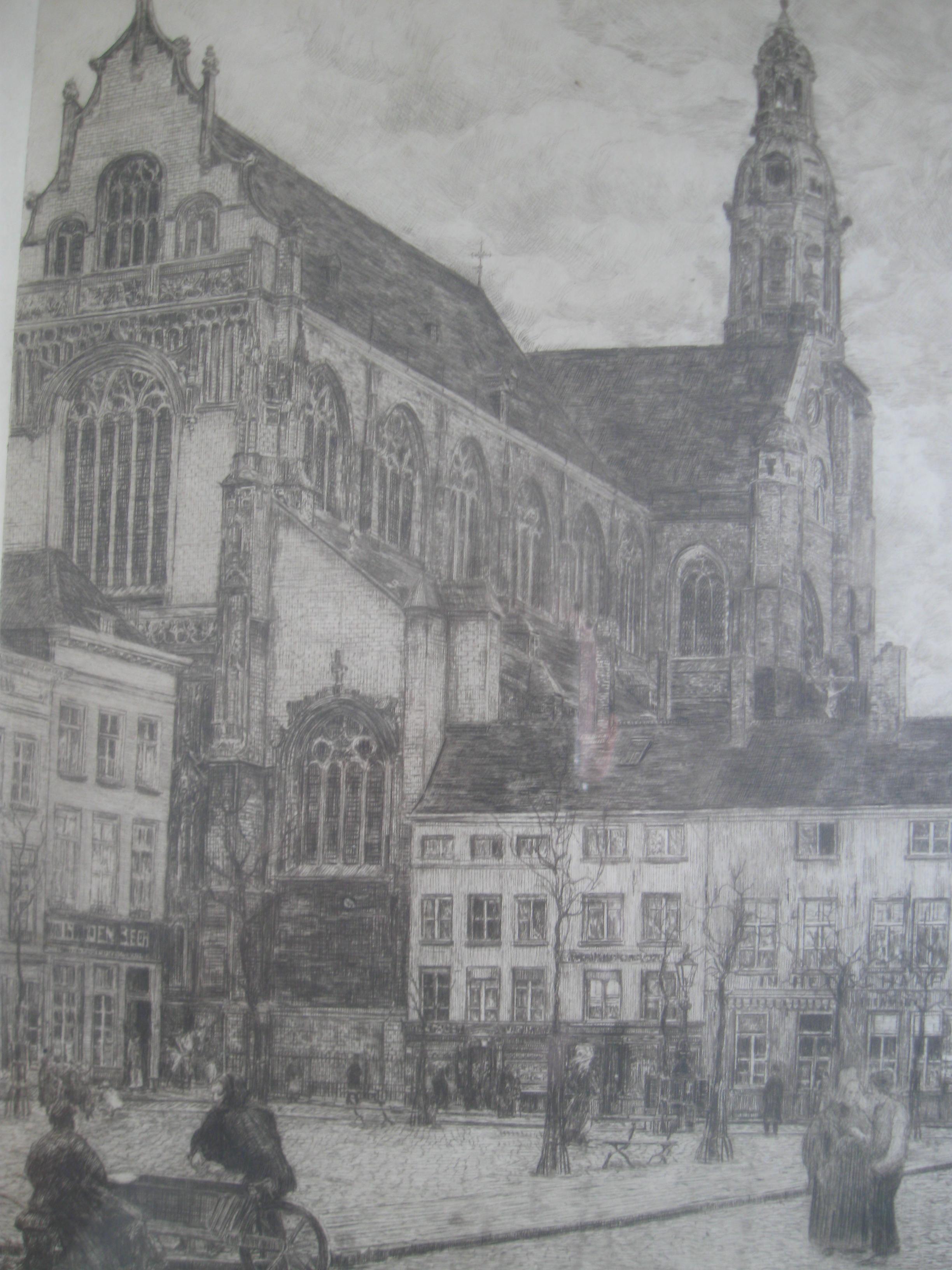 Antwerpen, St. Pauls-Kirche, G.C. Haverkamp (1872-1926), Original-Radierung im Angebot 3