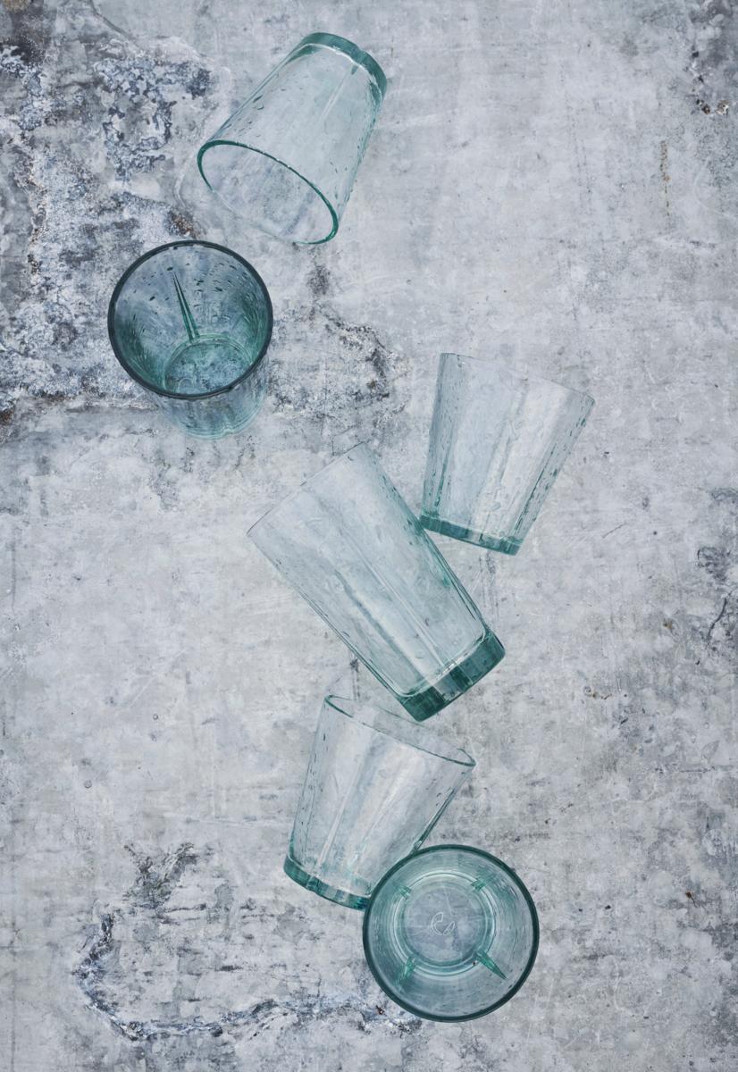 Contemporary Gc Recycled Café Glass Clear Green 2 Pcs For Sale