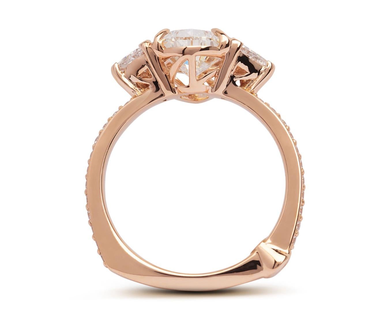 GCAL Certified 18K Rose Gold & 2.18 ctw Diamond Venus Engagement Ring by Alessa (Zeitgenössisch) im Angebot