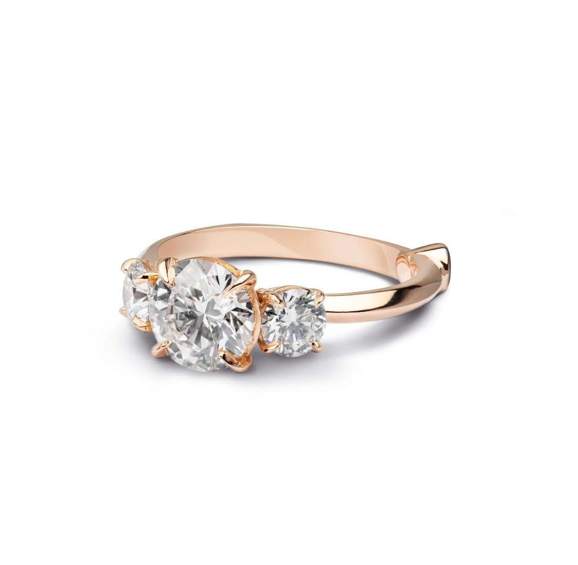 GCAL Certified 18K Rose Gold & 2.18 ctw Diamond Venus Engagement Ring by Alessa (Rundschliff) im Angebot