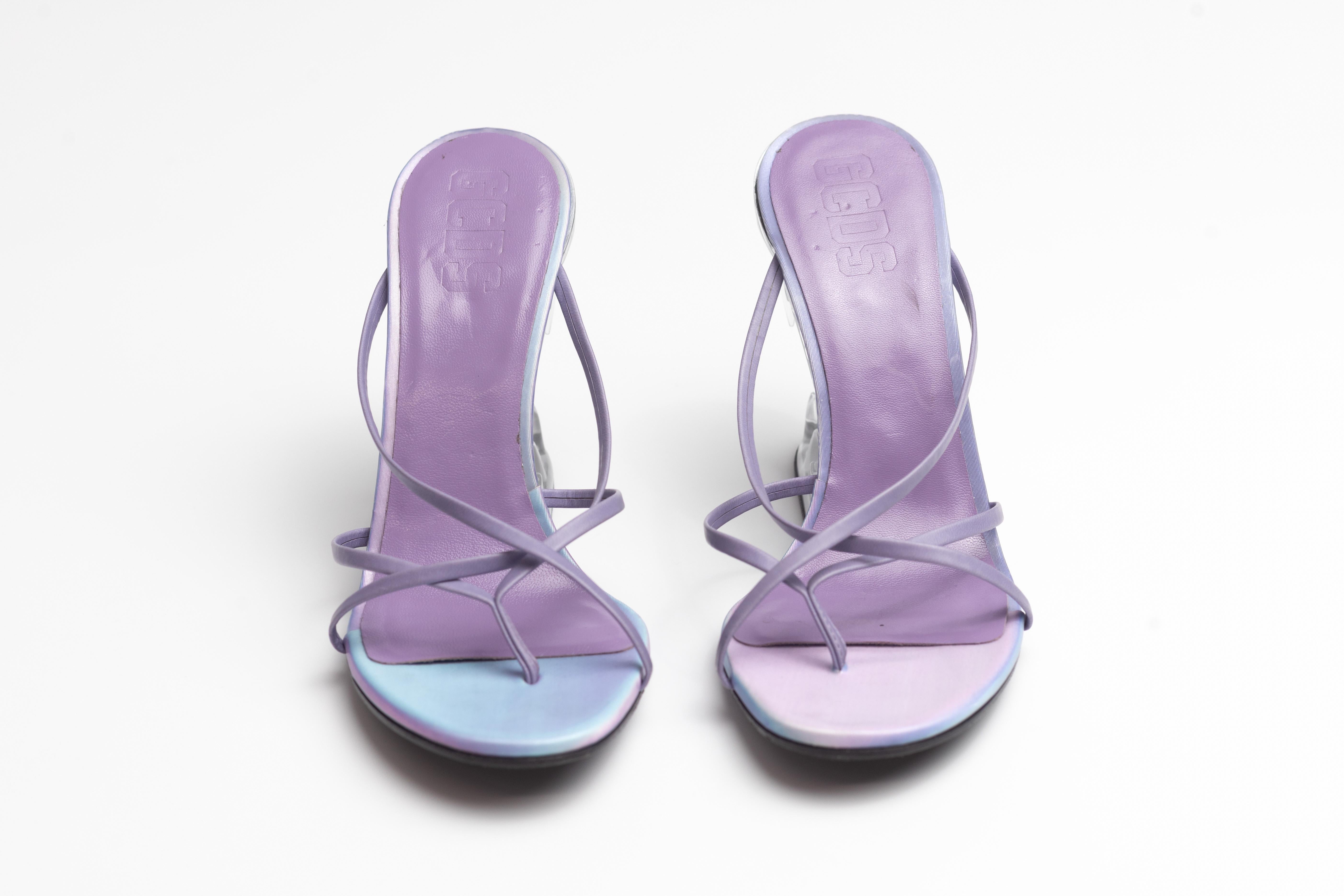 Gray GCDS Morso Lilac Thongs Sandal Heels (EU 39)