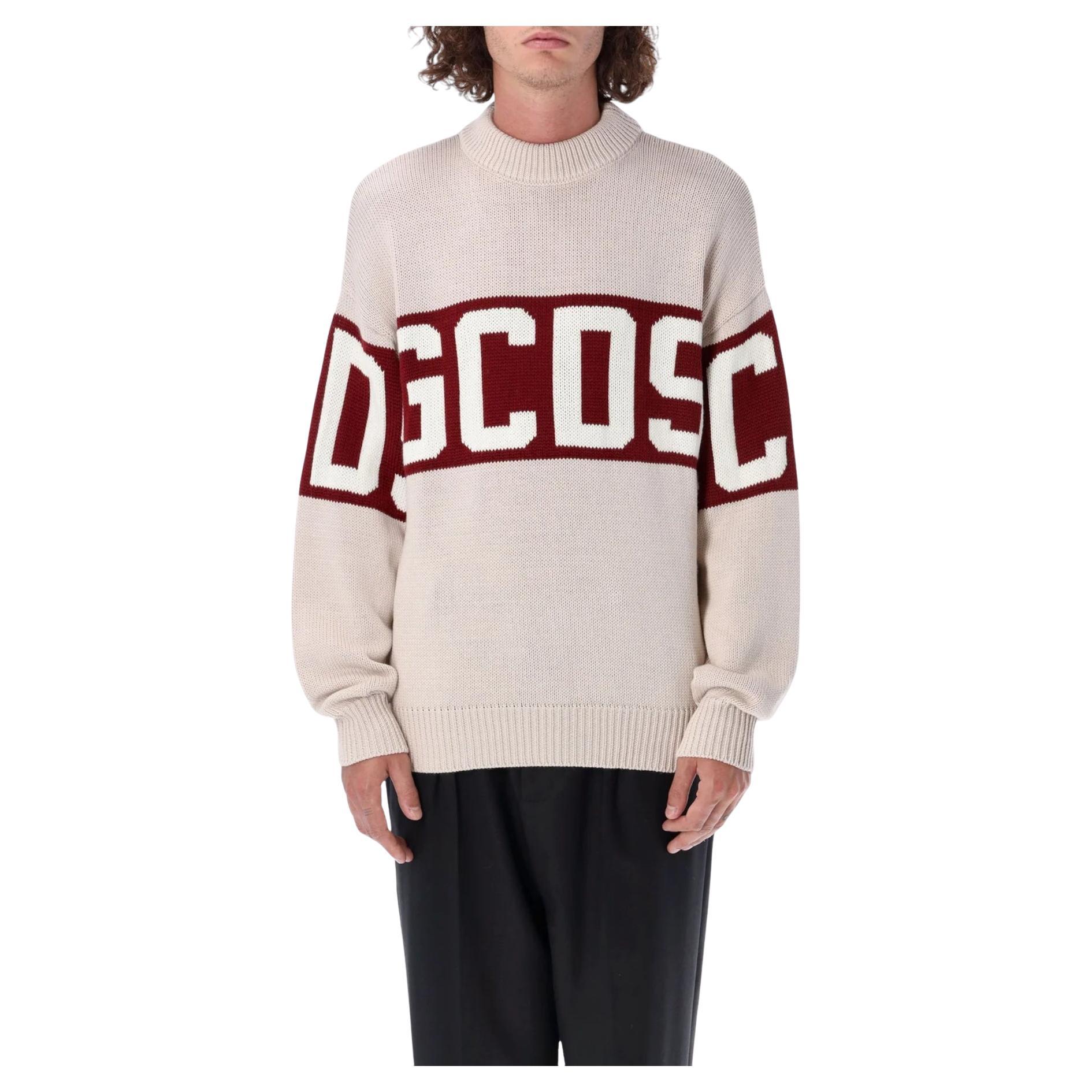 GCDS Wool Logo Band Sweater Beige For Sale
