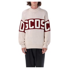 GCDS Logo-Band-Pullover aus Wolle in Beige
