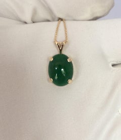 GCI Certified 6.90 Carat Fine Green Jadeite Jade Untreated Cabochon Pendant