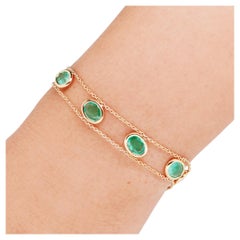 GCI Certified Colombian Emerald Oval 3,62 carati Bracciale 7 pollici karatsbyjuhi