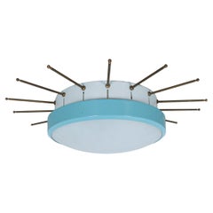 G.C.M.E Ceiling Light Flush Mount Opal Glass Brass, Italy 1960