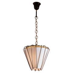 G.C.M.E. pendant light with Opaline Glass, brass and Painted Metal, Italy, 1950s