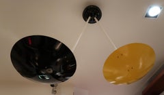 G.C.M.E., Yellow and Black Lacquered Metal Midcentury Italian Ceiling Lamp, 1960