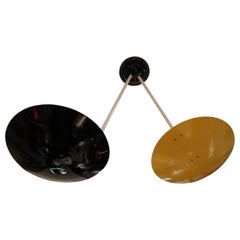 G.C.M.E., Yellow and Black Lacquered Metal Midcentury Italian Ceiling Lamp, 1960