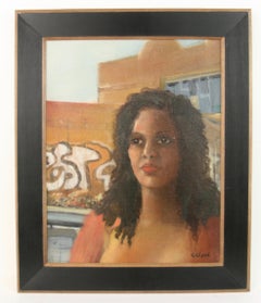 Donna nera moderna Centro Pittura figurativa urbana 1970
